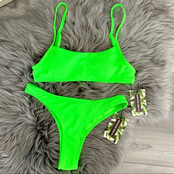 Beachside Vibes Co Other - Neon Green Ribbed Bikini NWT
